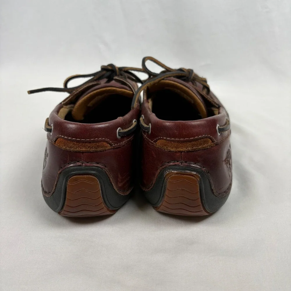 Timberland Boat Shoes Mens 9 Brown Leather Two-Eyed Smart Comfort Casual Loafers